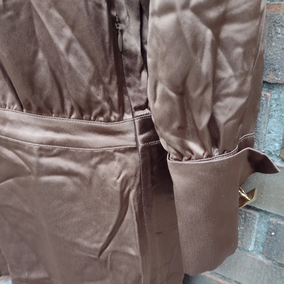 Retrofete Elio Satin Off Shoulder Long Sleeve Cocktail Dress Brown XS NWT - Picture 5 of 8